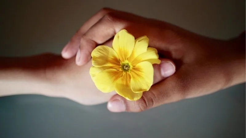 手と手と花