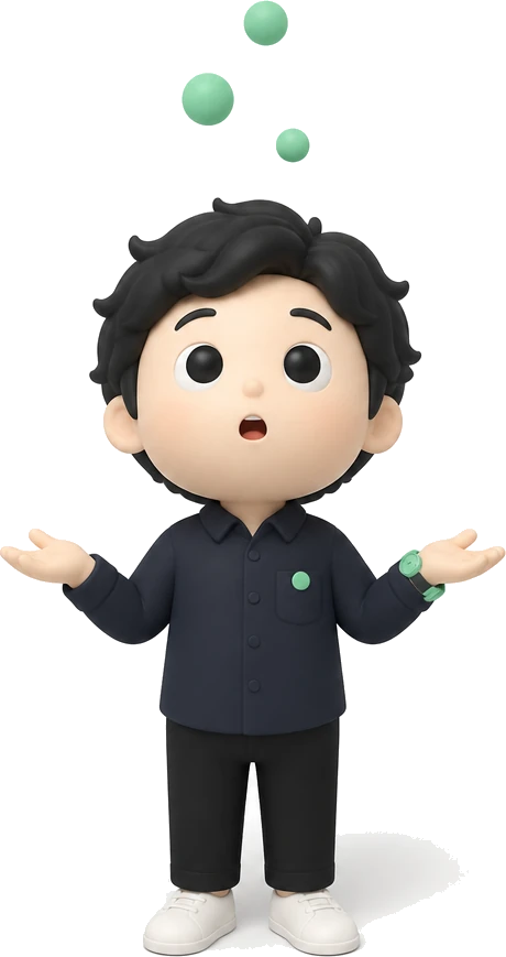 見上げて驚いているアバター