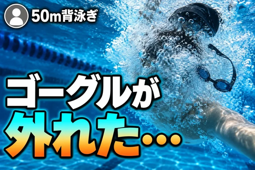 水に入った瞬間に、ゴーグルとキャップがずれている